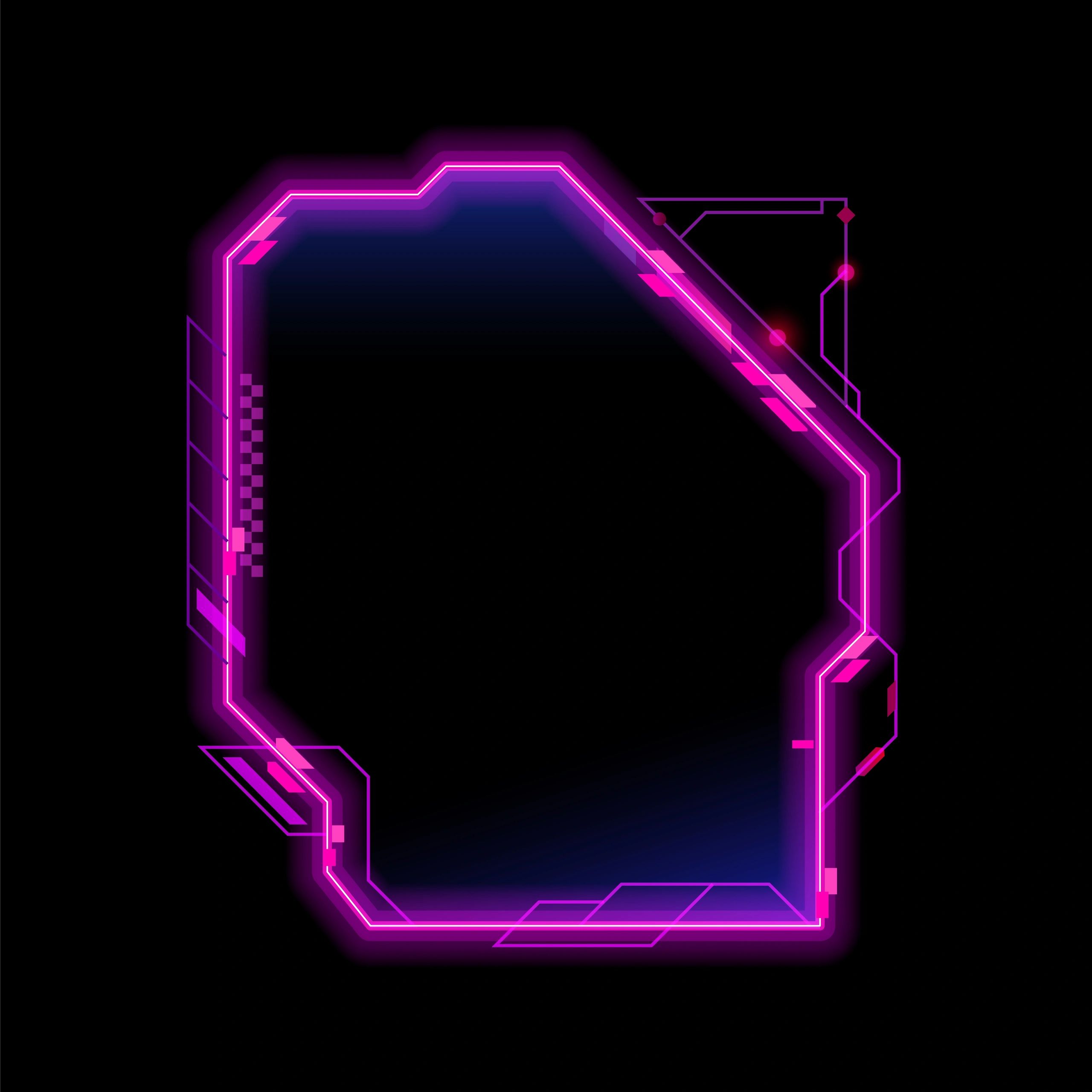 Futuristic neon HUD design frame for a digital interface