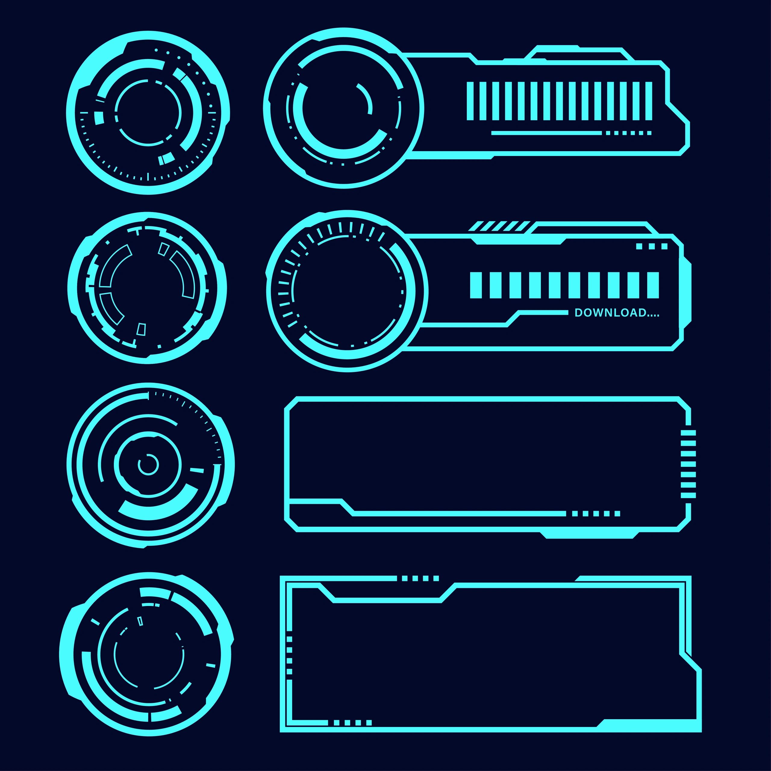 Blue futuristic control panel HUD screen interface